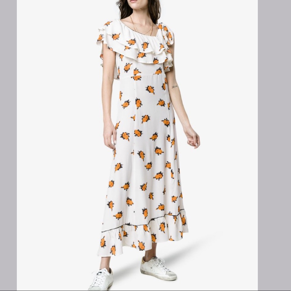 NWT GANNI Roseburg dress tie shoulder